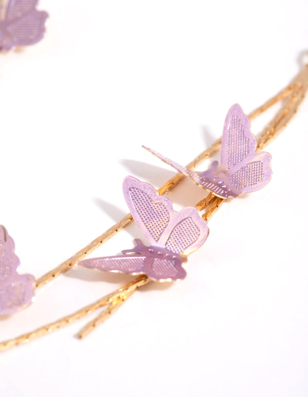 Lilac Butterfly Drop Earrings