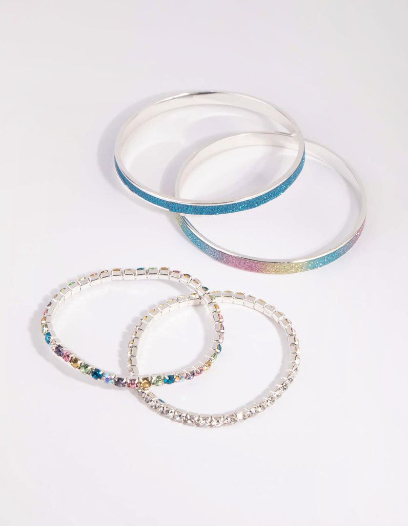 Kids Silver Diamante Glitter Bracelet 4-Pack Lovisa