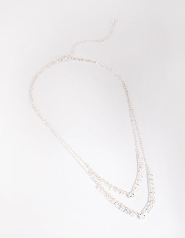 Silver Cubic Zirconia Point Necklace