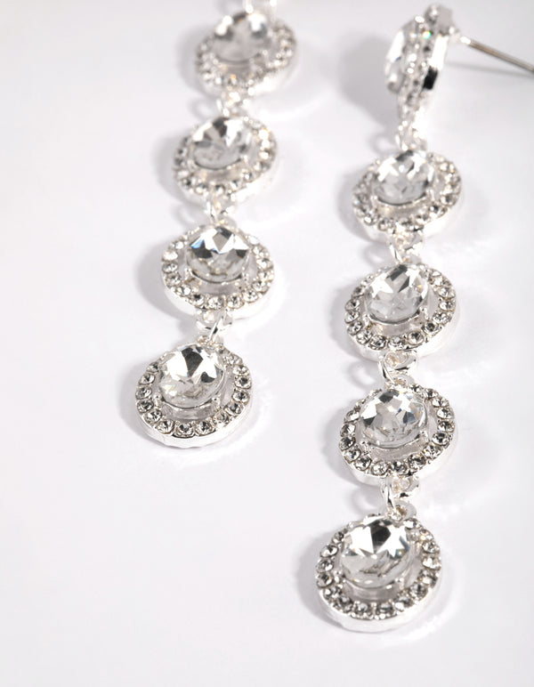 Silver Circle Cut Out Drop Earrings