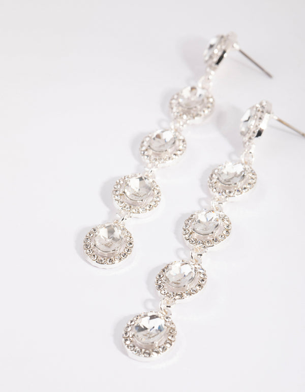 Silver Circle Cut Out Drop Earrings