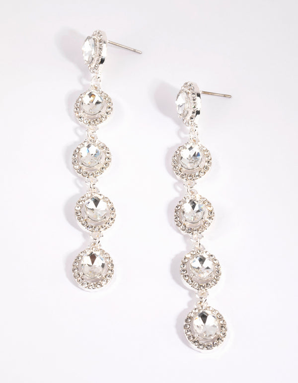Silver Circle Cut Out Drop Earrings