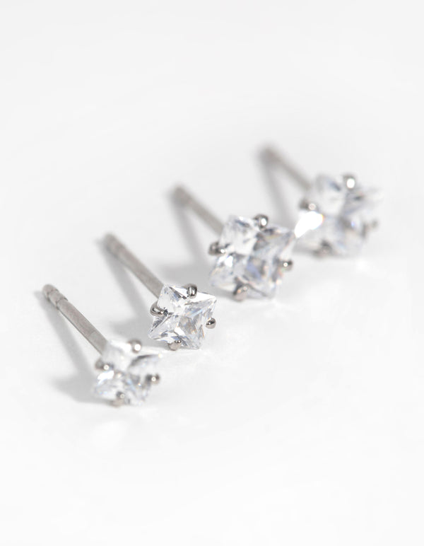 Surgical Steel Square Stud Earring Set