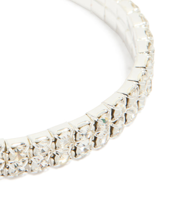 Silver Diamante Stretch Bracelet