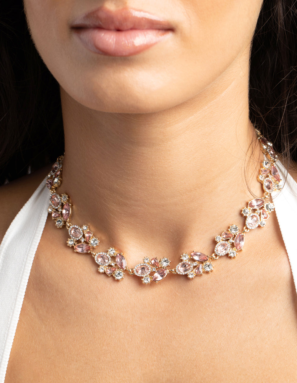 Gold Mixed Stone Collar Necklace
