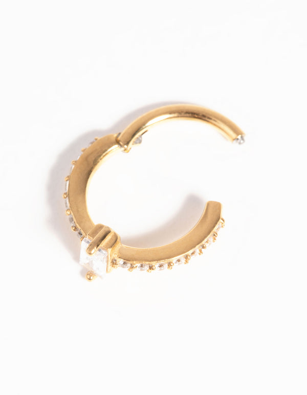 Gold-Plated Surgical Steel Diamante Clicker Ring