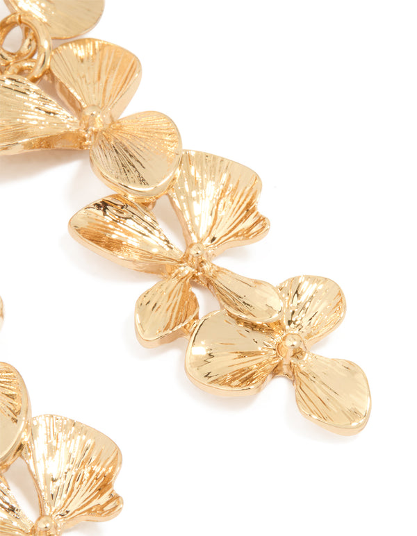 Gold Flower Drop Earrings