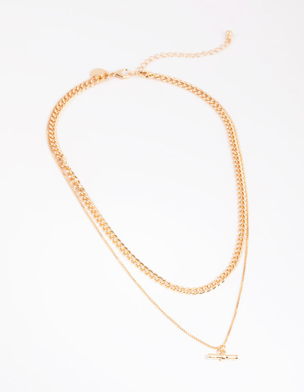 Gold Layered Fob Necklace