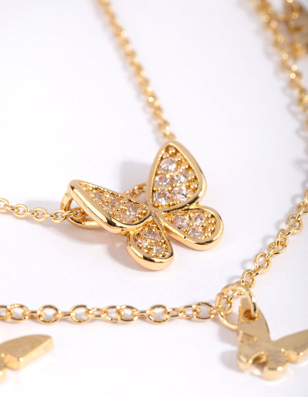 Gold Plated Butterfly Necklace Set