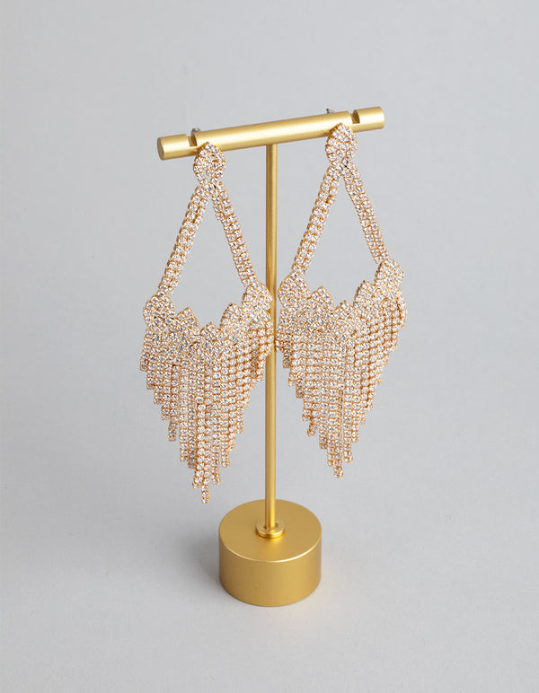 Gold Cubic Zirconia Chandelier Earrings