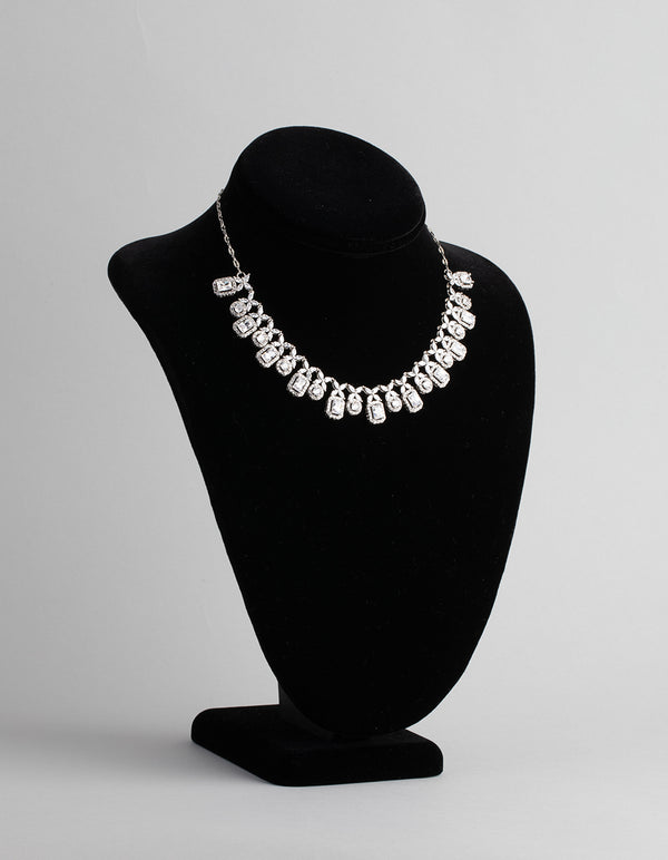 Silver Cubic Zirconia Dainty Deco Necklace