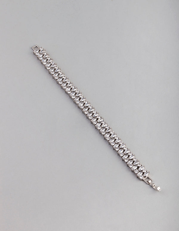 Silver Cubic Zirconia Oval Bracelet