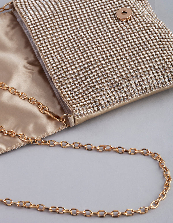 Gold Diamante Cross Body Purse