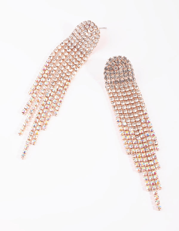 Rose Gold Diamante Drop Earrings