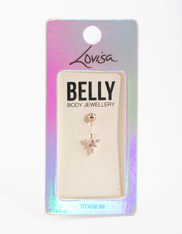 Rose Gold Plated Titanium Diamante Belly Bar