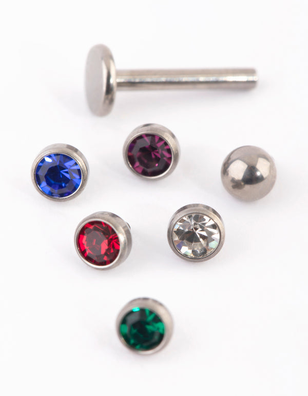 Titanium Mixed Diamante Flat Back 6-Pack