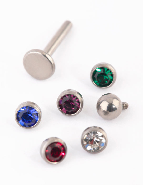 Titanium Mixed Diamante Flat Back 6-Pack