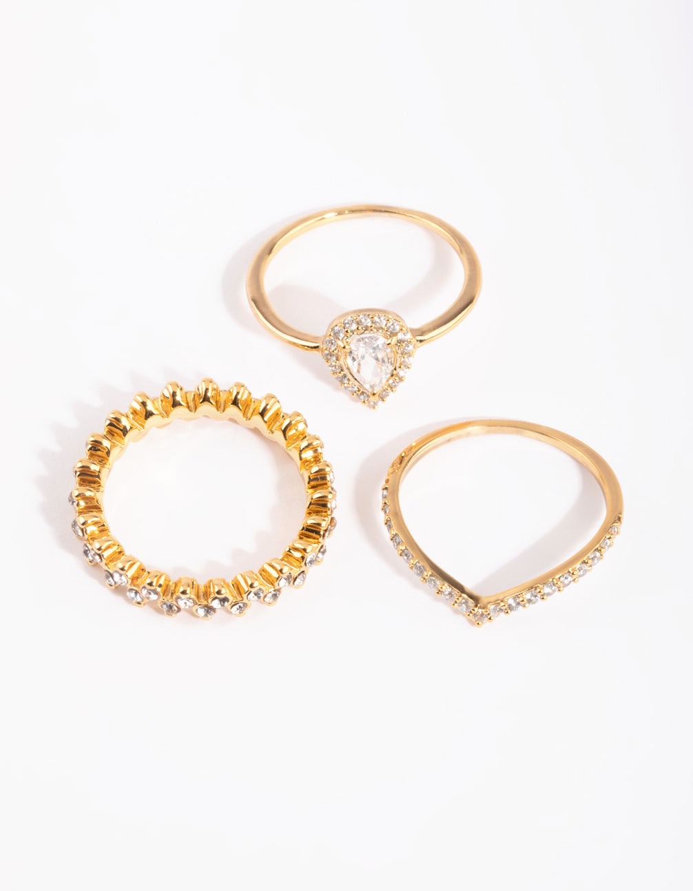 Gold Plated Teardrop Halo Ring