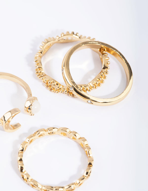 Gold Moon Ring 4-Pack