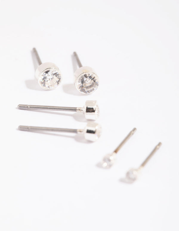 Silver Diamante Stud Pack