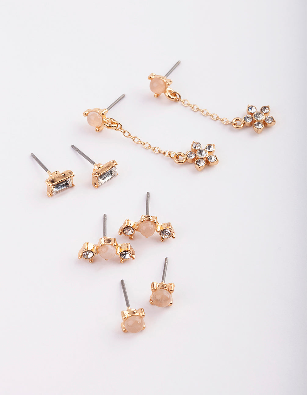 Gold Floral Stack Pack Earrings