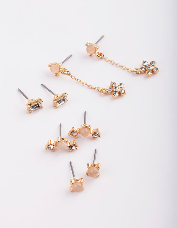 Gold Floral Stack Pack Earrings