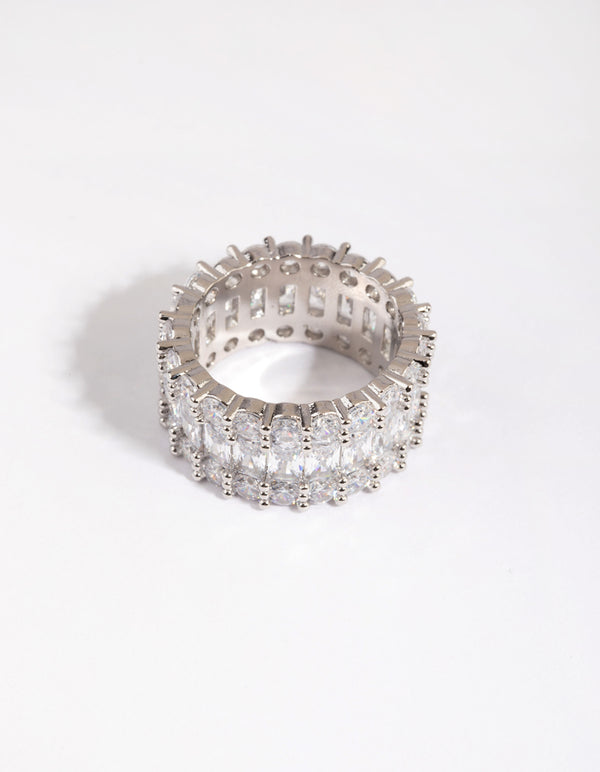 Silver Baguette Cubic Zirconia Ring