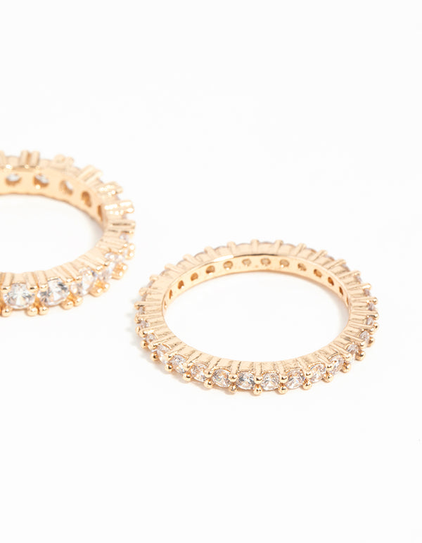 Gold Cubic Zirconia Triple Band Ring