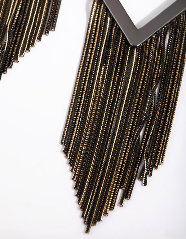 Gunmetal Snake Chain Drop Earrings