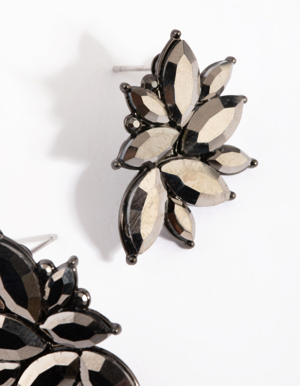 Gunmetal Marquise Stud Earrings