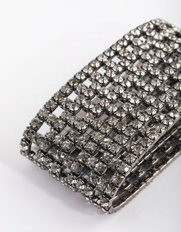 Gunmetal Diamante Mesh Bracelet