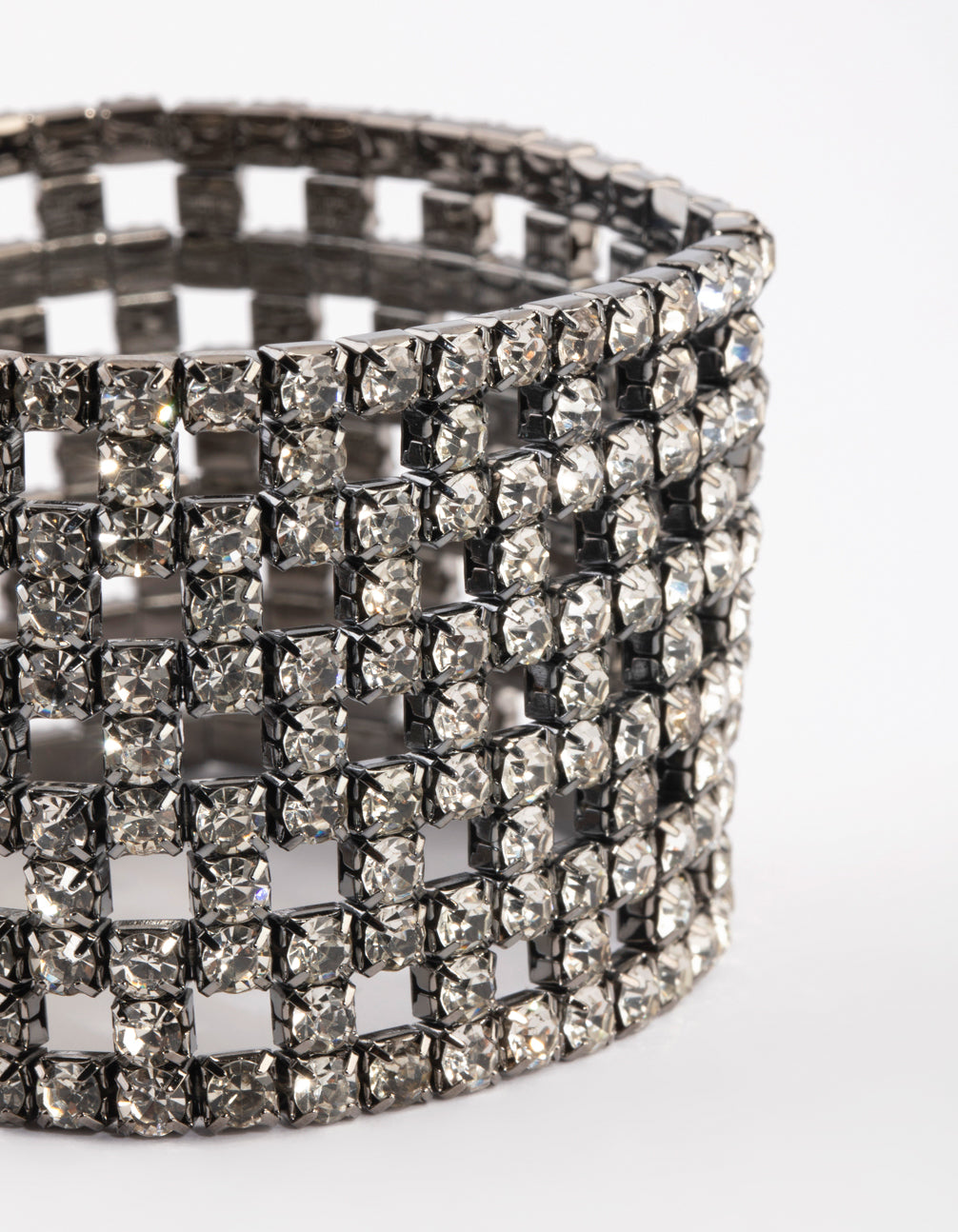 Gunmetal Diamante Mesh Bracelet
