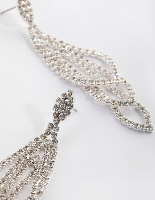 Silver Layered Geometric Chain Earrings