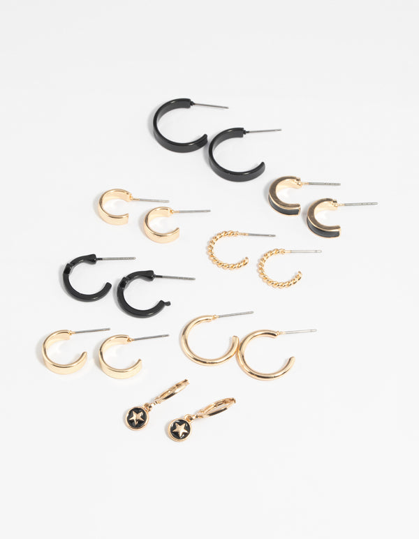 Gold Star Hoop Earring 8-Pack