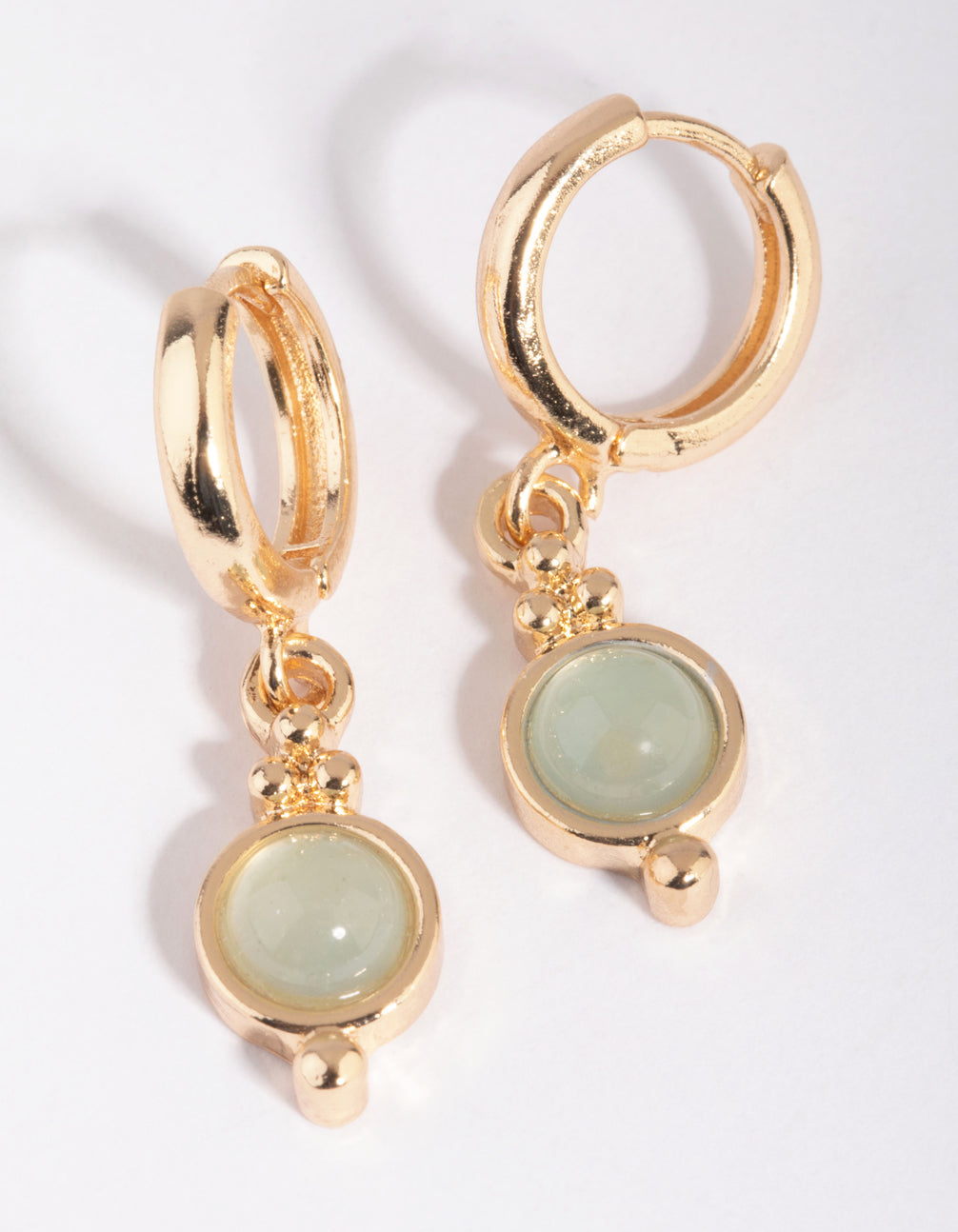 Jade Semi-Precious Huggie Hoop Earrings
