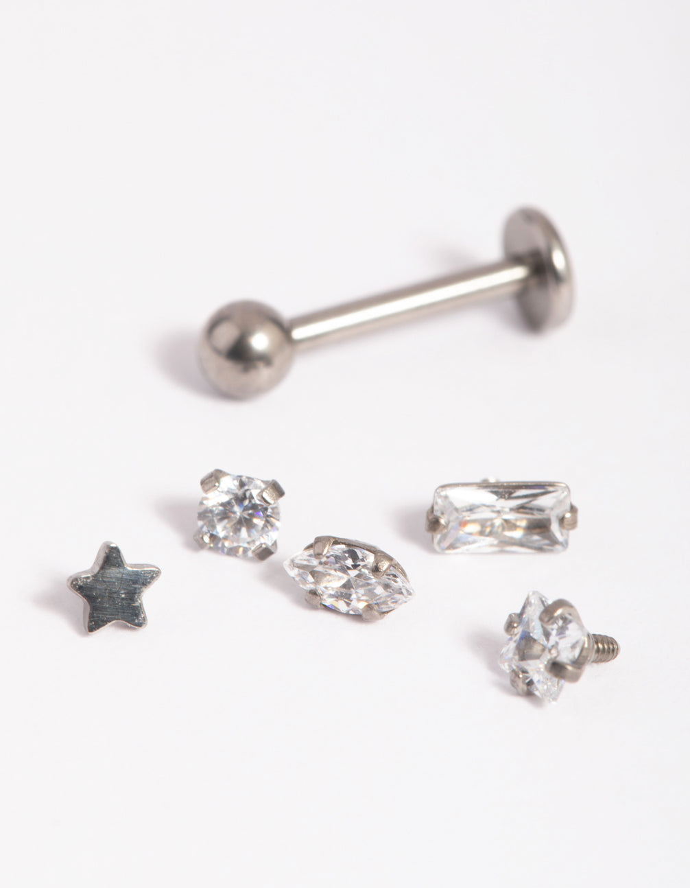 Titanium Cubic Zirconia Flat Back 6-Pack