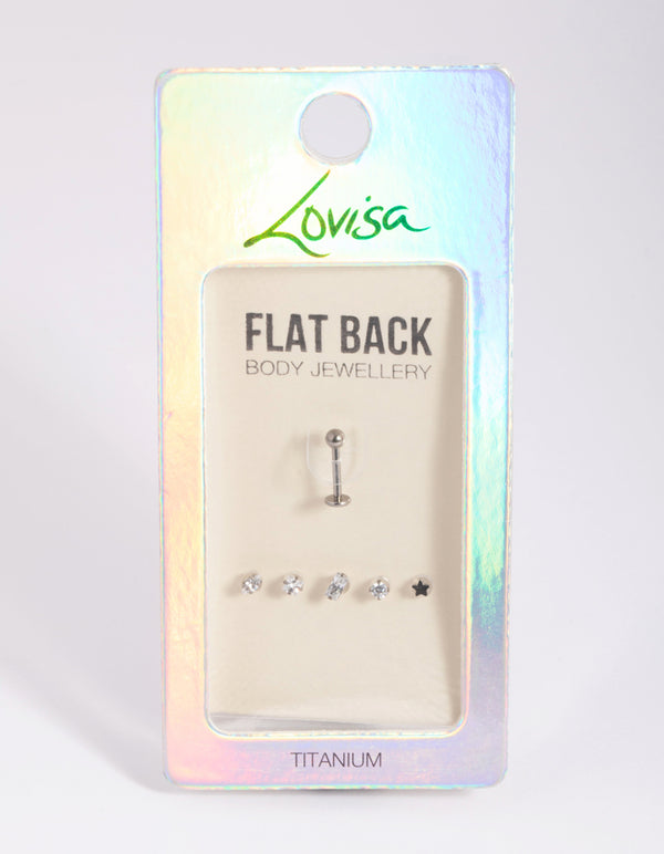 Titanium Cubic Zirconia Flat Back 6-Pack