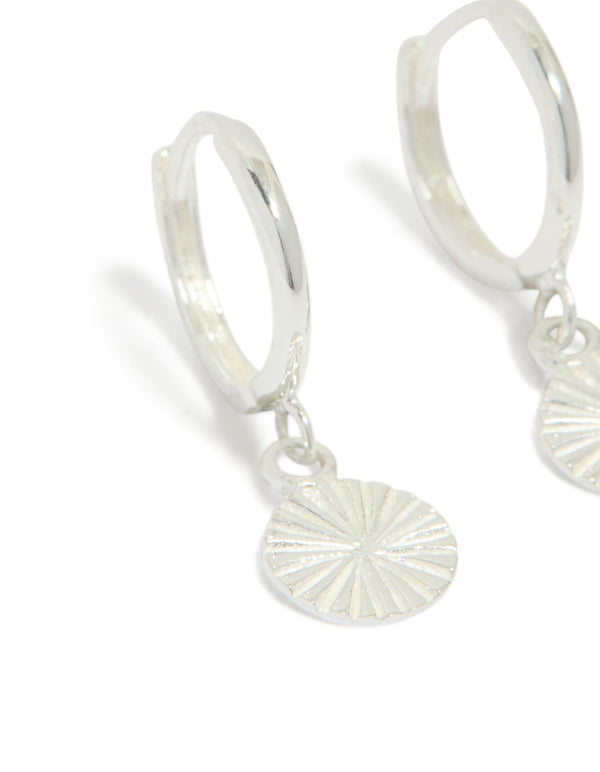 Sterling Silver Etched Huggie Hoop Earrings