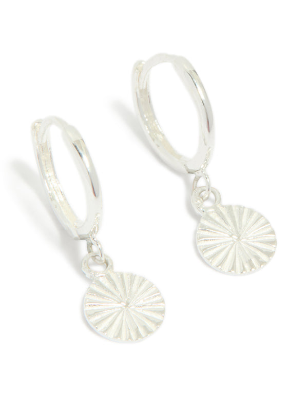 Sterling Silver Etched Huggie Hoop Earrings