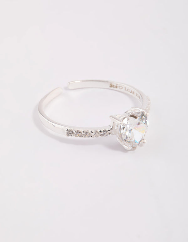 Sterling Silver Cubic Zirconia Heart Ring
