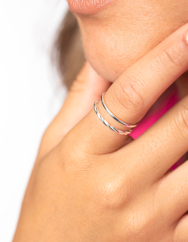 Sterling Silver Twist Ring Set