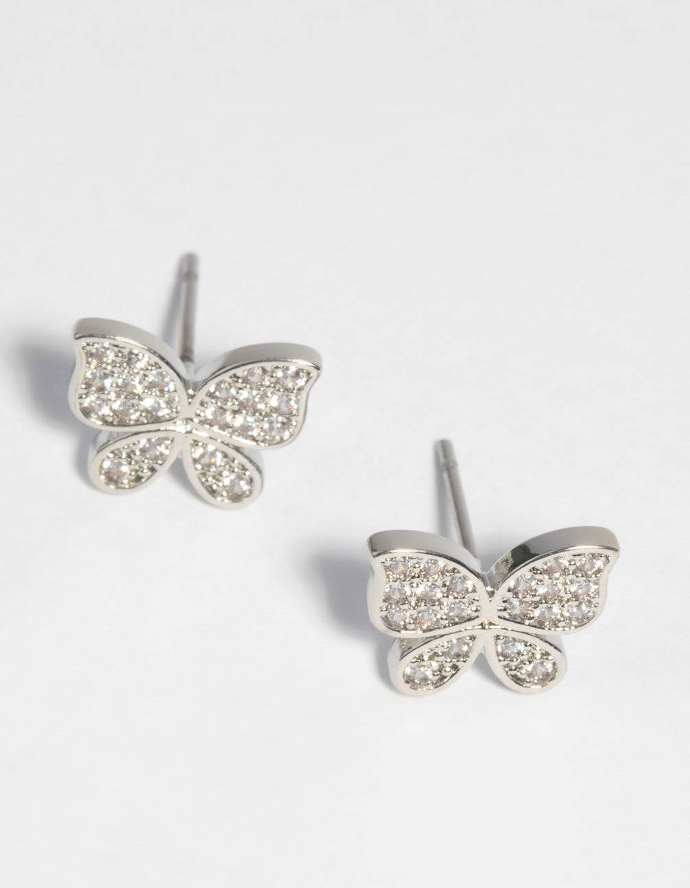 Silver Cubic Zirconia Butterfly Stud Earrings