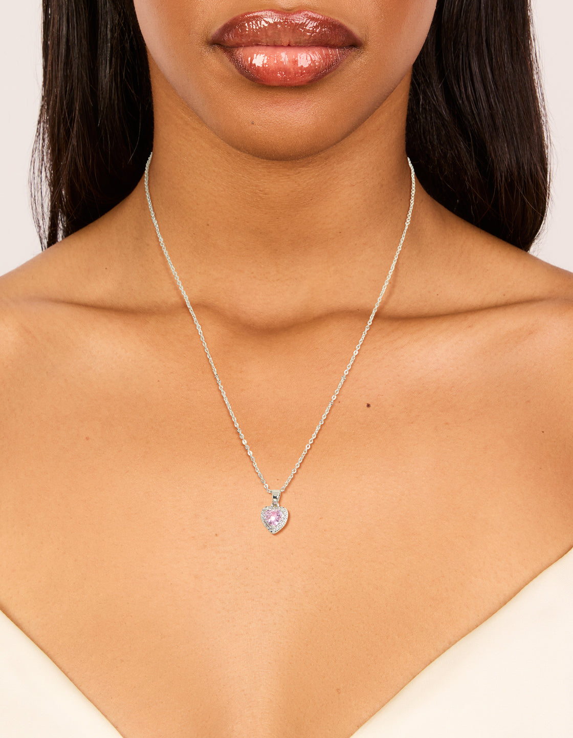 Silver Diamante Heart Necklace