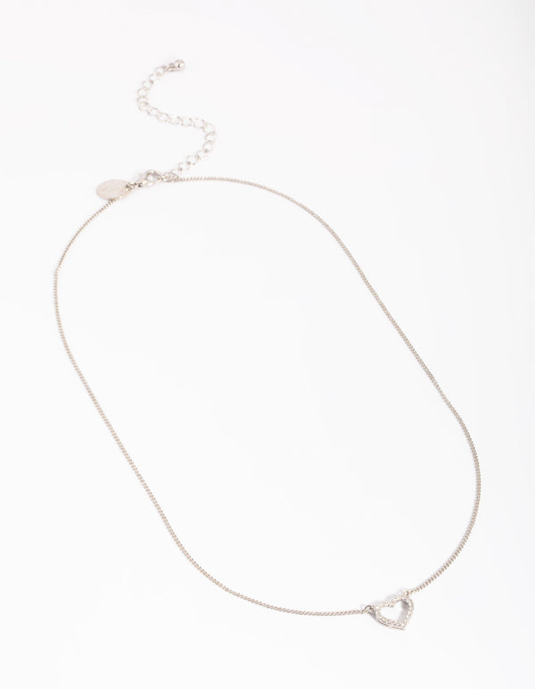 Silver Cubic Zirconia Heart Necklace
