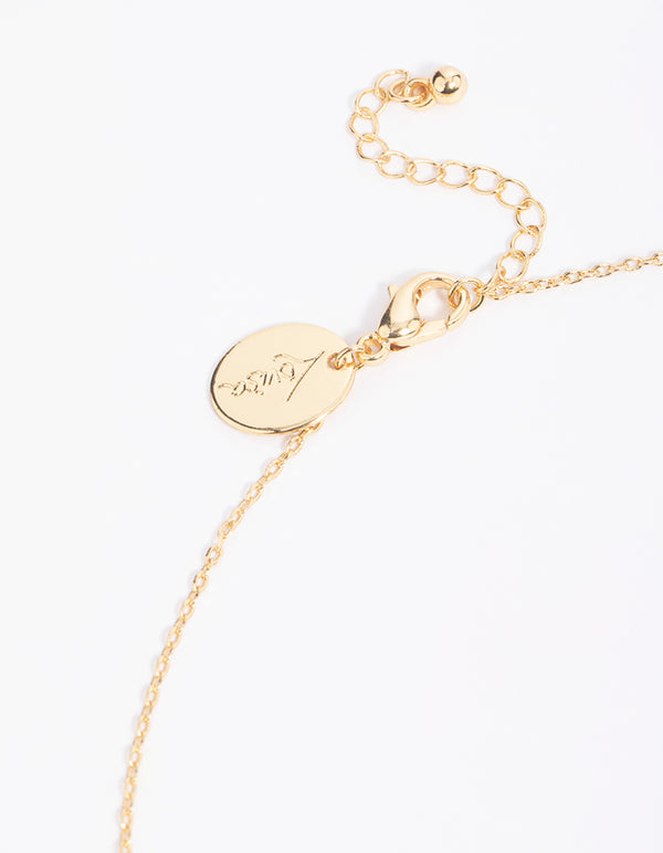 Gold Cubic Zirconia Pave Disc Necklace