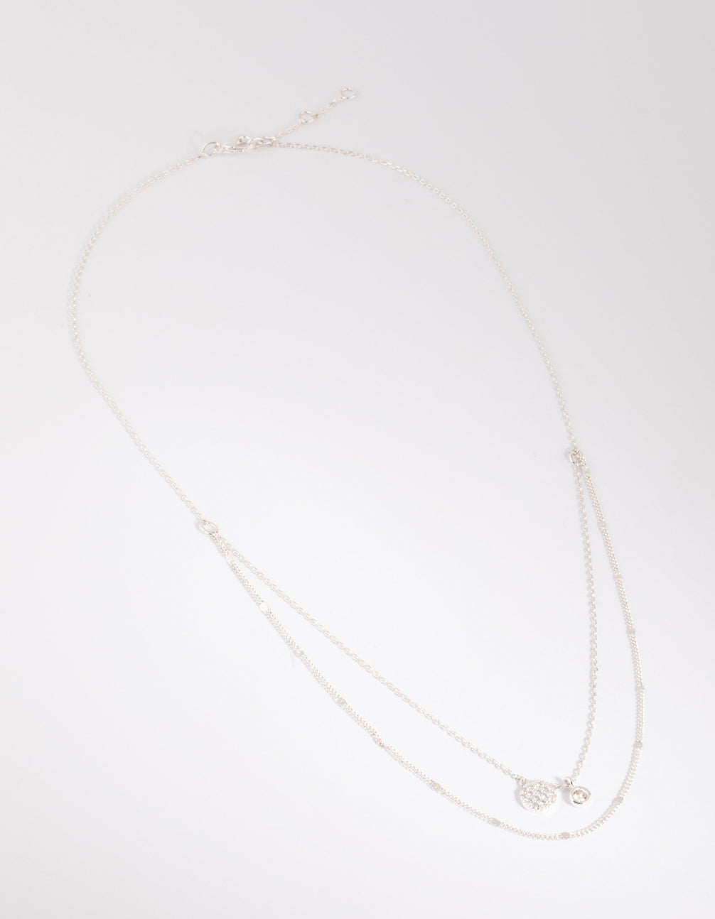 Silver Cubic Zirconia Layered Necklace