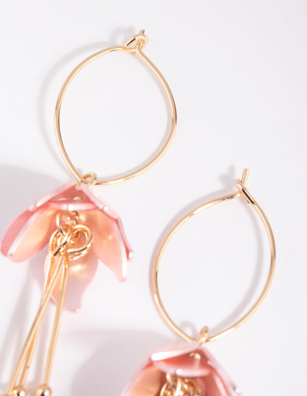 Pink Flower Drop Earrings