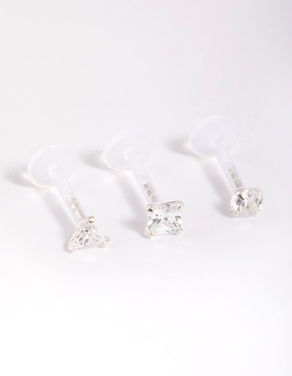 Surgical Steel Cubic Zirconia Triangle Flat Back Pack
