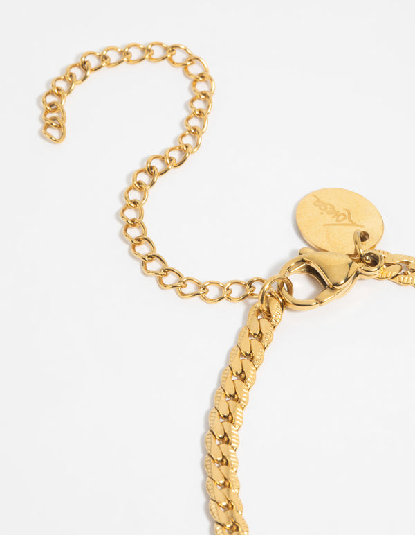 Gold Plated Stainless Steel Flat Chain Bracelet