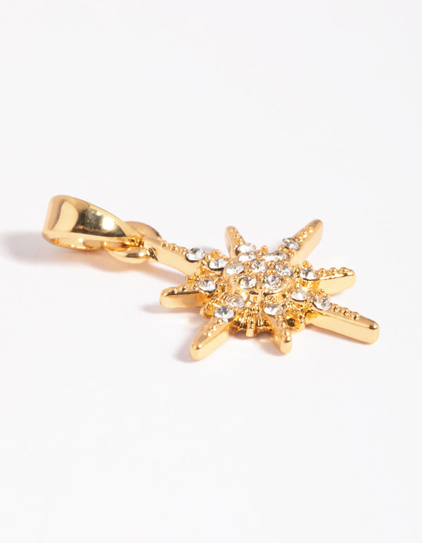 Gold Plated Diamante Starburst Charm
